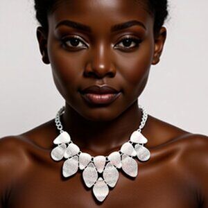 INC Internation Concepts Silver Statement Bib Necklace